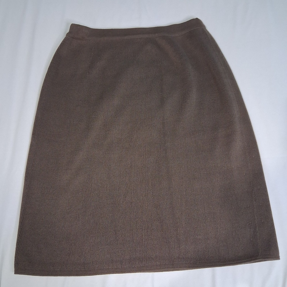 Peruviat Connection Pima Cotton Taupe Brown Knee Length Tight Knit‎ Pencil Skirt